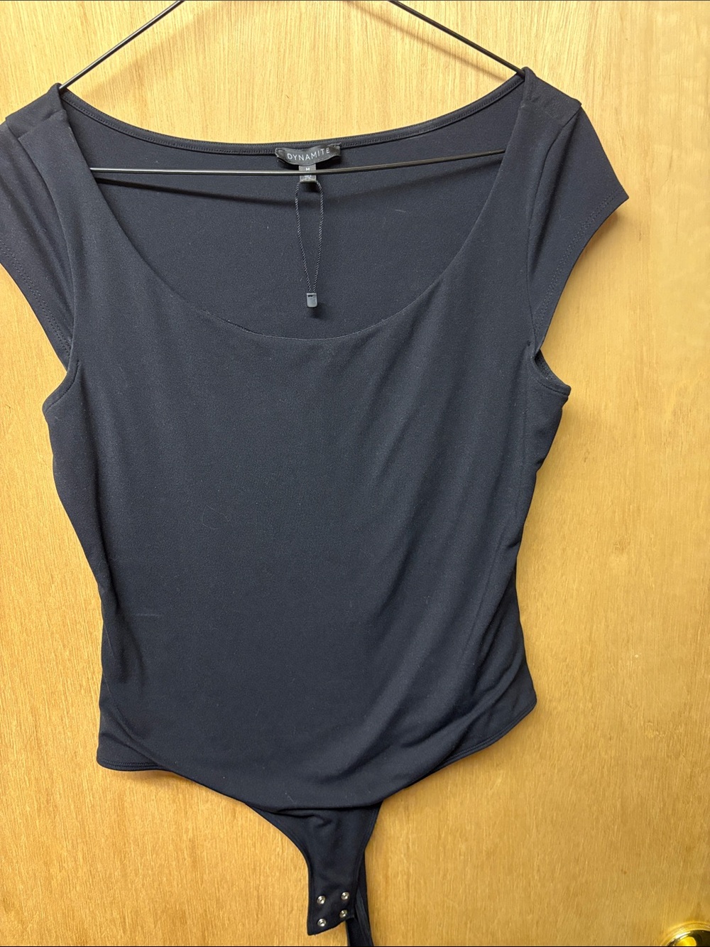 Dynamite Black Cap Sleeve Scoop-Neck Bodysuit